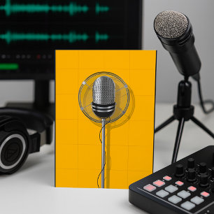 Retro Microfoon op Krachtig Geel Kaart
