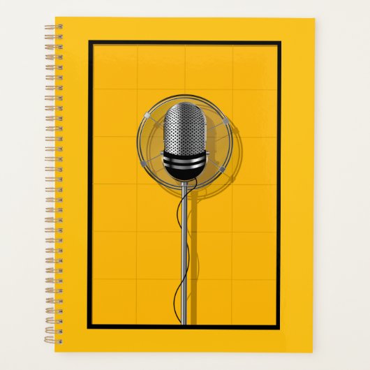 Retro Microfoon op Krachtig Geel Planner (Voorkant)
