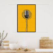 Retro Microfoon op Krachtig Geel Poster (Keuken)