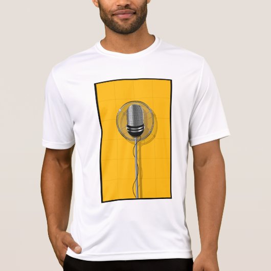 Retro Microfoon op Krachtig Geel T-shirt (Voorkant)
