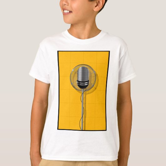 Retro Microfoon op Krachtig Geel T-shirt (Voorkant)