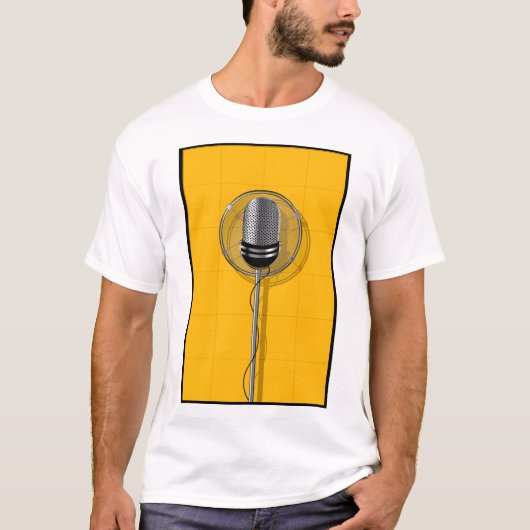 Retro Microfoon op Krachtig Geel T-shirt (Voorkant)