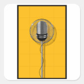 Retro Microfoon op Krachtig Geel Vierkante Sticker (Voorkant)