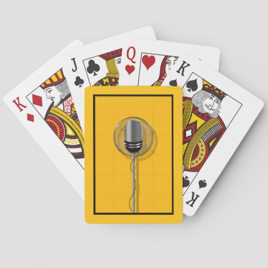 Retro Microfoon op stevig geel Pokerkaarten (Achterkant)