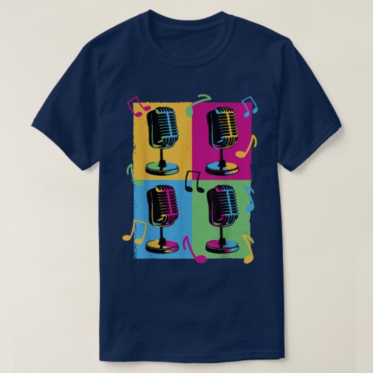 Retro-microfoon - Pop Art Music Recording T-shirt (Design voorkant)