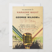  Retro Microfoon Volwassenpartij Karaoke Kaart (Voorkant)