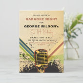 Retro Microfoon Volwassenpartij Karaoke Kaart (Staand voorkant)