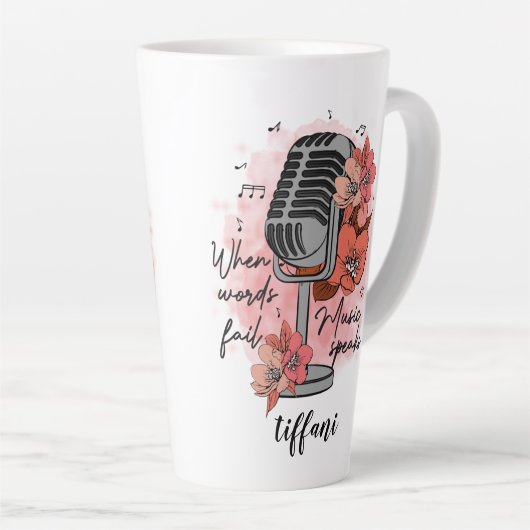 Retro microfoon wanneer woorden niet goed praten latte mok (Rechterhoek)