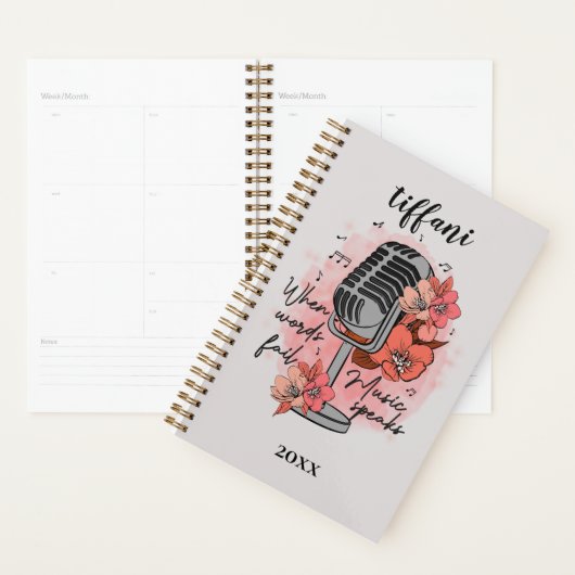 Retro microfoon wanneer woorden niet goed praten planner (Display)