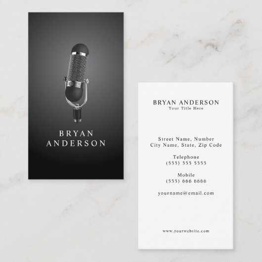 Retro-microfoonVisitekaartje Visitekaartje (Voorkant / Achterkant)
