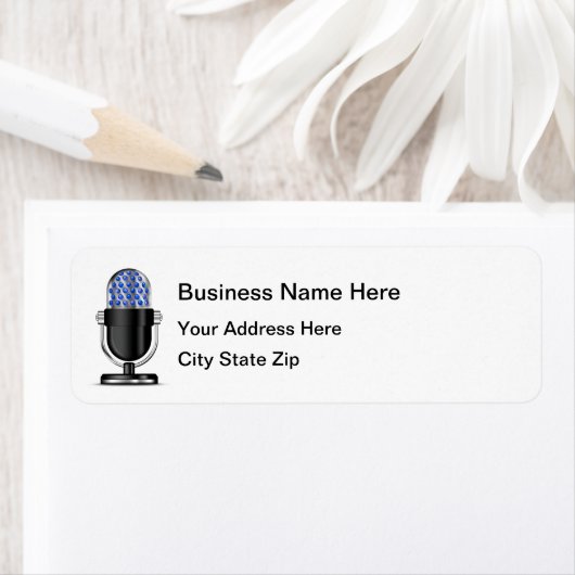 Retro Microphone Business Return Address Labels (Insitu)