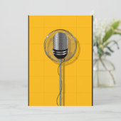 Retro Microphone Invitations Kaart (Staand voorkant)