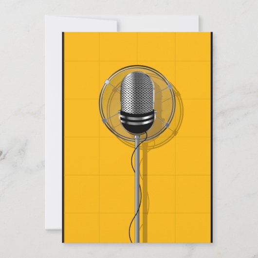 Retro Microphone on Bold Yellow Kaart (Voorkant)