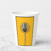Retro Microphone on Bold Yellow Papieren Bekers (Voorkant)