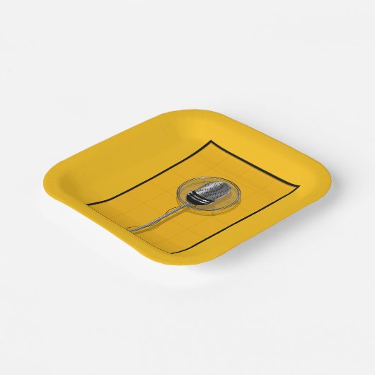 Retro Microphone on Bold Yellow Papieren Bordje (Gebogen)