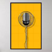 Retro Microphone on Bold Yellow Poster (Voorkant)