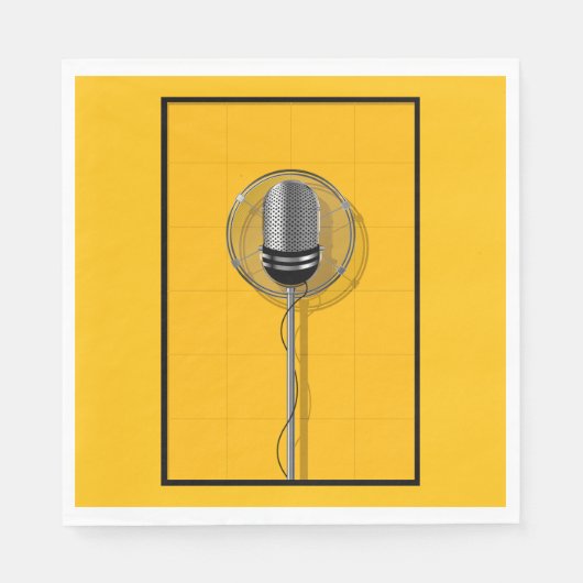 Retro Microphone on Bold Yellow Servet (Voorkant)
