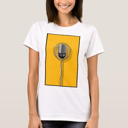 Retro Microphone on Bold Yellow T-shirt (Voorkant)