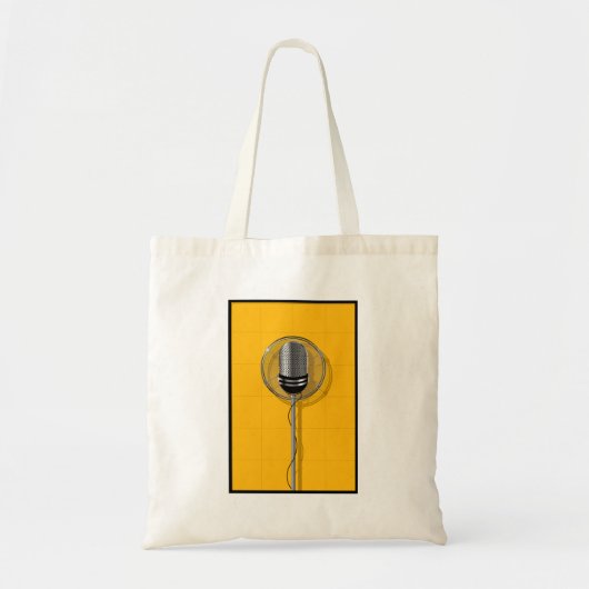 Retro Microphone on Bold Yellow Tote Bag (Voorkant)