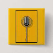 Retro Microphone on Bold Yellow Vierkante Button 5,1 Cm (Voorkant)