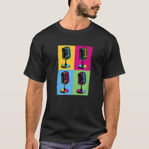 Retro Microphone Pop Music Recording Artist Vintag T-shirt