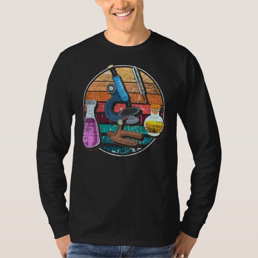 Retro Microscope Bioloog Geek Science Laboratory T-shirt (Voorkant)