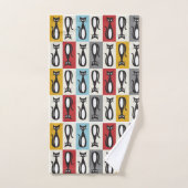Retro mid 20e eeuw zwart kat ontwerp bad handdoek (Handdoek)