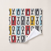 Retro mid 20e eeuw zwart kat ontwerp bad handdoek (Wasdoekje)