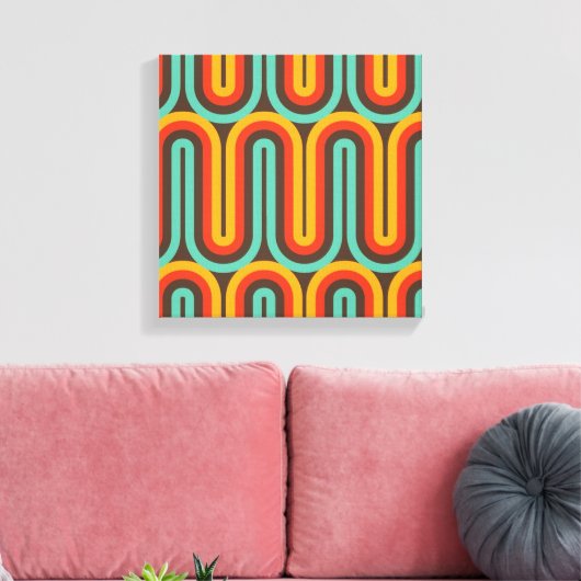 Retro Mid Century Abstract Canvas Afdruk (Insitu (Woonkamer))