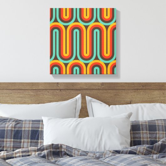 Retro Mid Century Abstract Canvas Afdruk (Insitu (Slaapkamer))