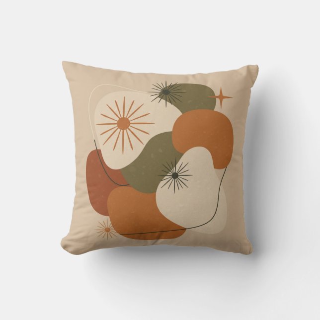 Retro Mid-Century Abstract Throw Pillow Kussen (Voorkant)