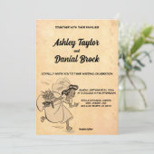 Retro Mid Century Ancient Rustic Wedding Kaart (Staand voorkant)