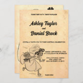 Retro Mid Century Ancient Rustic Wedding Kaart (Voorkant / Achterkant)