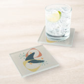 Retro Mid Century Atomic Abstracte houtskool Glazen Onderzetter (Schuin)