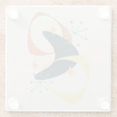 Retro Mid Century Atomic Abstracte houtskool Glazen Onderzetter (Achterkant)