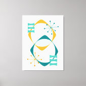 Retro Mid Century Atomic Age 24 Blauwgroen, Aqua, Canvas Afdruk (Voorkant)
