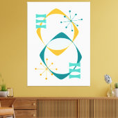 Retro Mid Century Atomic Age 24 Blauwgroen, Aqua, Canvas Afdruk (Insitu (Woonkamer))