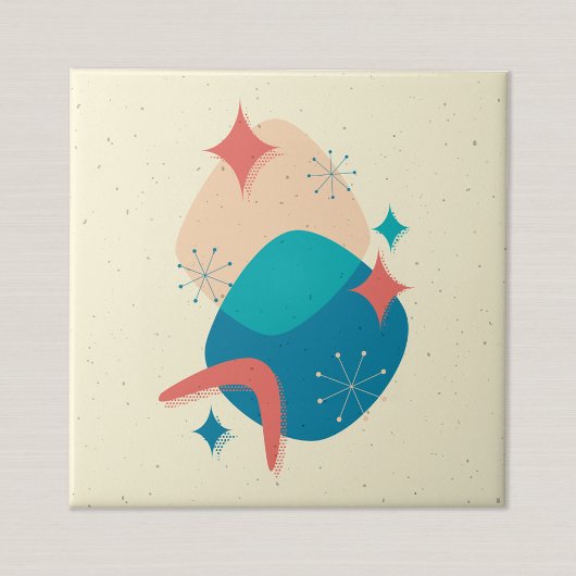 Retro Mid Century Atomic Age Abstract Tegeltje