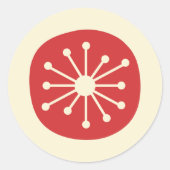 Retro mid Century Atomic Dot Simple Red Cream Ronde Sticker (Voorkant)