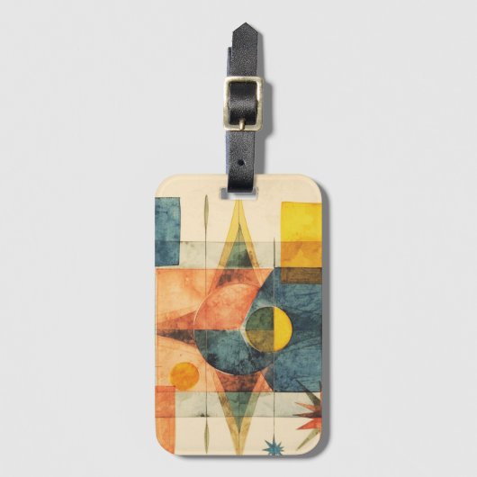 Retro Mid Century Atomic Geometric Pattern Bagagelabel (Voorkant (verticaal))