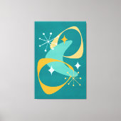 Retro Mid Century Atomic Space Age 20 Blauwgroen,  Canvas Afdruk (Voorkant)