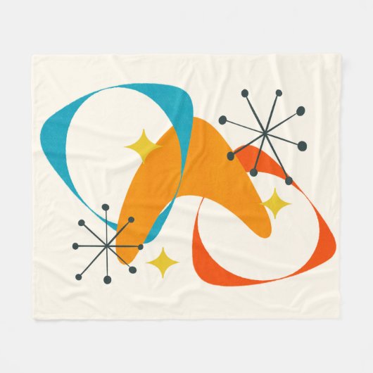 Retro Mid Century Atomic Space Age Abstract 20 Fleece Deken (Voorkant (Horizontaal))