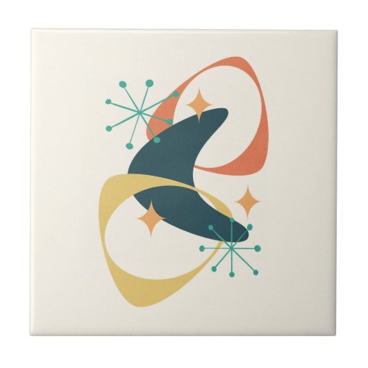 Retro Mid Century Atomic Space Age Abstract Tegeltje (Voorkant)