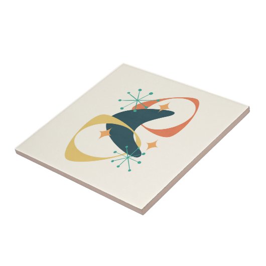 Retro Mid Century Atomic Space Age Abstract Tegeltje (Zijkant)