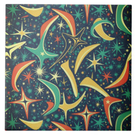 Retro Mid-Century Atomic Starburst All-Over Patter Tegeltje