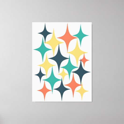 Retro Mid Century Atomic Starburst Star Canvas Afdruk (Voorkant)