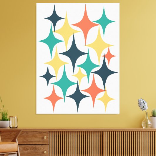 Retro Mid Century Atomic Starburst Star Canvas Afdruk (Insitu (Woonkamer))