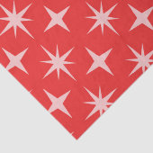 Retro Mid Century Atomic Stars Patroon op rood Tissuepapier (Detail)