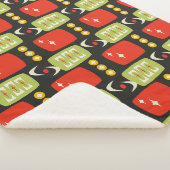 Retro Mid Century Atomic Zwart Rood Groen Patroon Sherpa Deken (3/4)