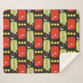 Retro Mid Century Atomic Zwart Rood Groen Patroon Sherpa Deken (Voorkant (horizontaal))